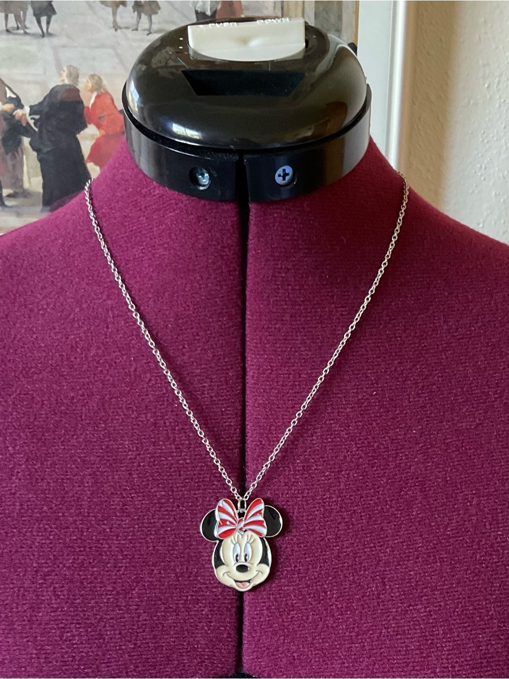 Minnie Mouse Silver Pendant Necklace